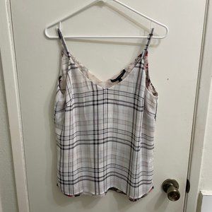White House Black Market Reversible Plaid Floral Tank